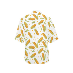 Corn Pattern Print Design 04 Women's All Over Print Hawaiian Shirt