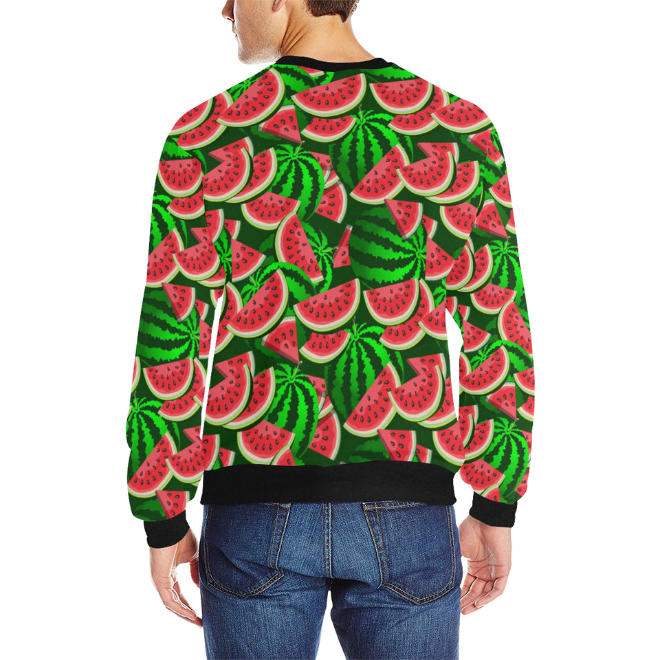 Watermelon Pattern Theme Men's Crew Neck Sweatshirt