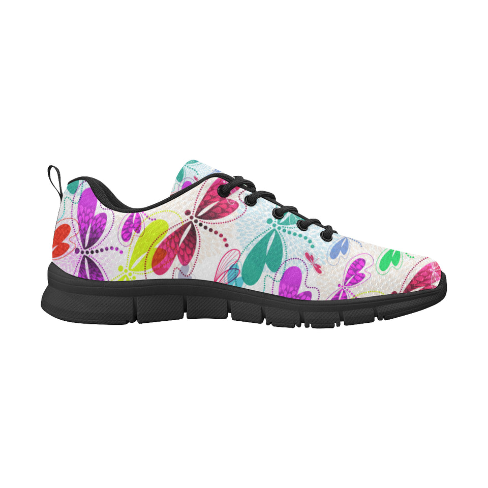 Colorful Dragonfly Pattern Men's Sneakers Black