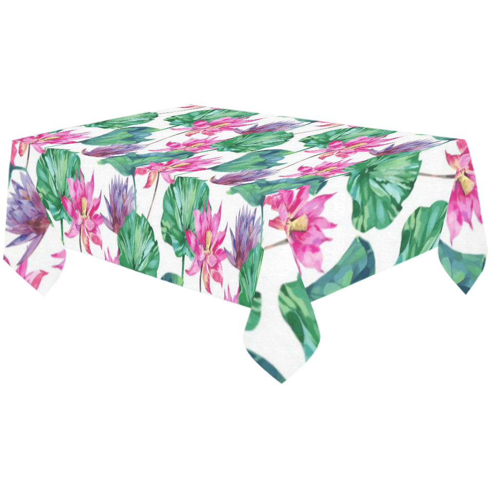 Pink Lotus Waterlily Pattern Tablecloth