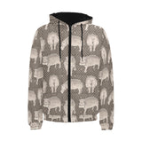 Hippopotamus Pattern Print Design 04 Men's Padded Hooded Jacket(ModelH42)