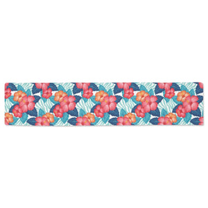 Hibiscus Pattern Print Design 05 Table Runner