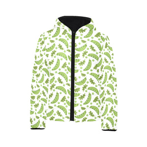 Green Peas Pattern Print Design 02 Kids' Boys' Girls' Padded Hooded Jacket