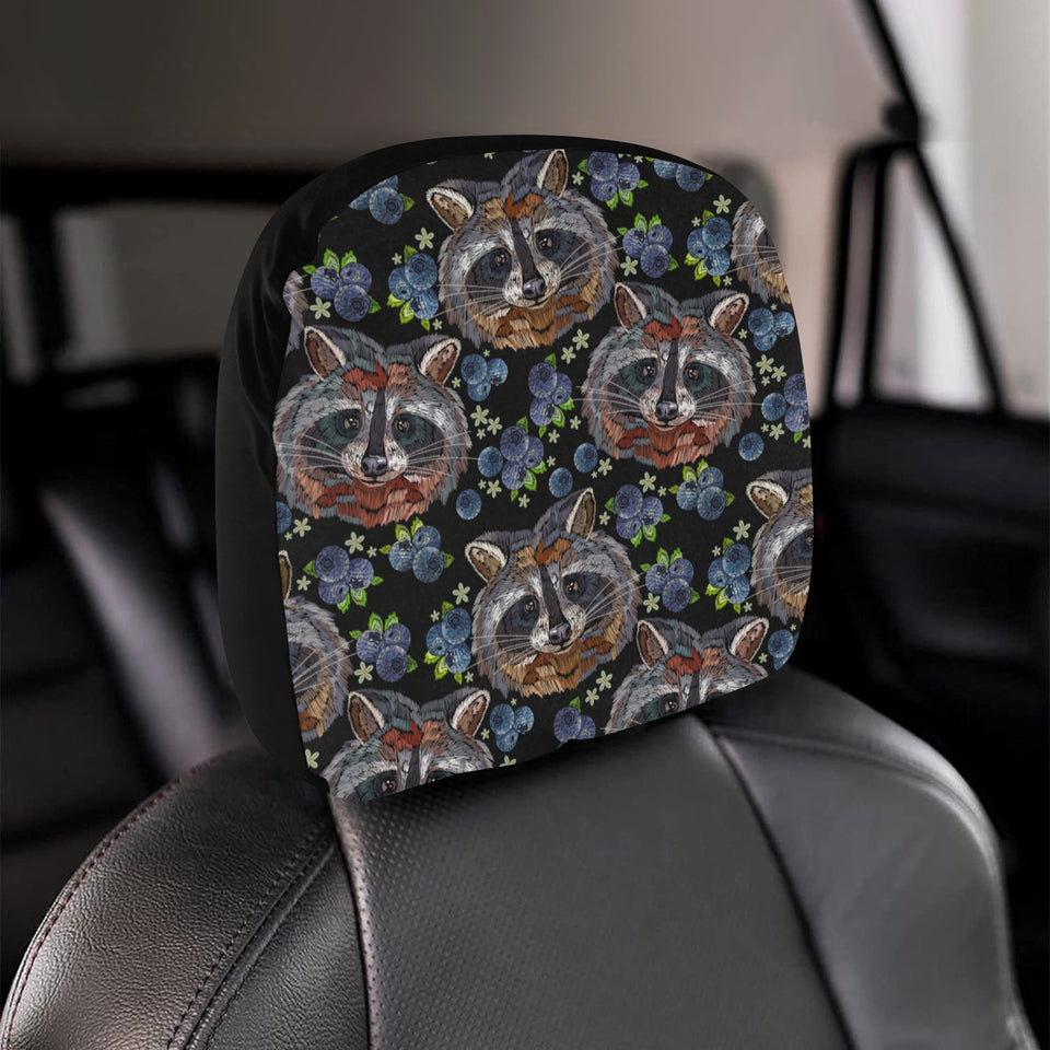 Raccoon Blueburry Pattern Car Headrest Cover