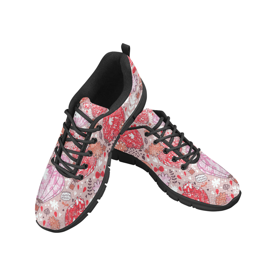 Red Pink Hot Air Balloon Pattern Men's Sneakers Black