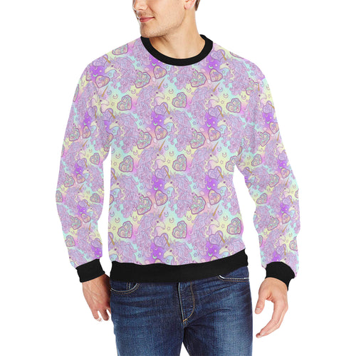 Unicorn Heart Pattern Men's Crew Neck Sweatshirt