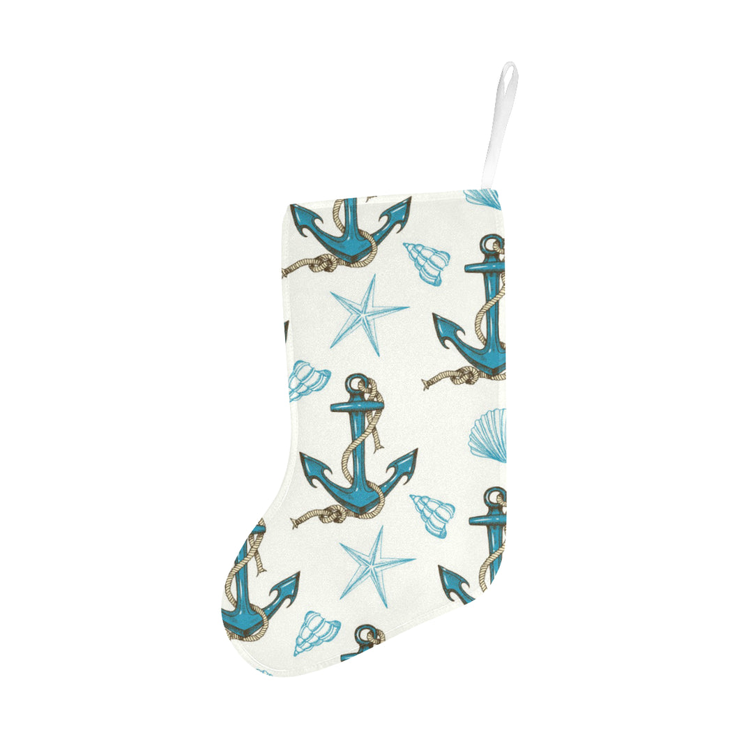 Anchor Shell Starfish Pattern Christmas Stocking