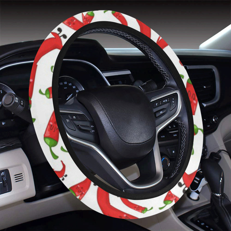 Red Chili Pattern Car Steering Wheel Cover