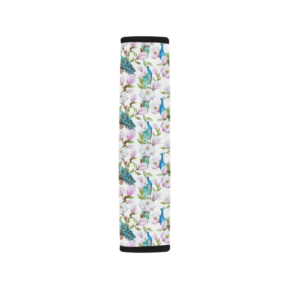 Peacock Pink Flower Pattern Car Seat Belt Cover