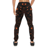 Orange Cobweb Spider Web Pattern Unisex Casual Sweatpants