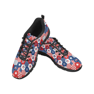 USA Star Hexagon Pattern Men's Sneakers Black