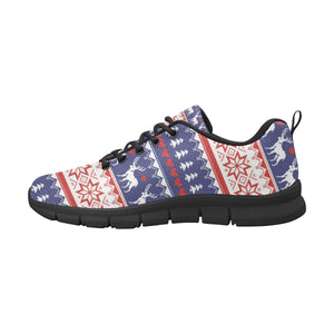 Deer Sweater Printed Pattern Men's Sneakers Black