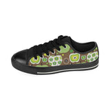 Green Apple Pattern Kids' Boys' Girls' Low Top Canvas Shoes Black