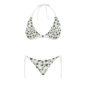 White Orchid Pattern Sexy Bikinis Two-Pieces Swimsuits