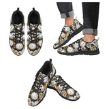 Clock Flower Pattern Men's Sneakers Black