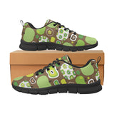 Green Apple Pattern Men's Sneakers Black