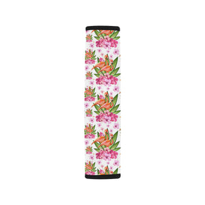 Flamingo Pink Hibiscus Pattern Car Seat Belt Cover