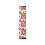 Flamingo Pink Hibiscus Pattern Car Seat Belt Cover