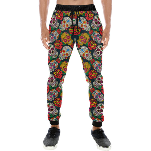 Suger Skull Pattern Background Unisex Casual Sweatpants