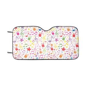 Music Notes Pattern Print Design 04 Car Sun Shade