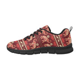 Elephant Red Pattern Ethnic Motifs Men's Sneakers Black