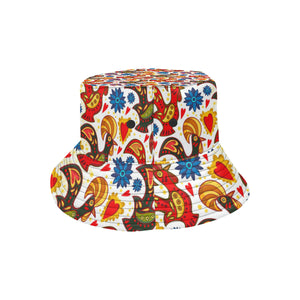 Colorful Rooster Chicken Guitar Pattern Unisex Bucket Hat