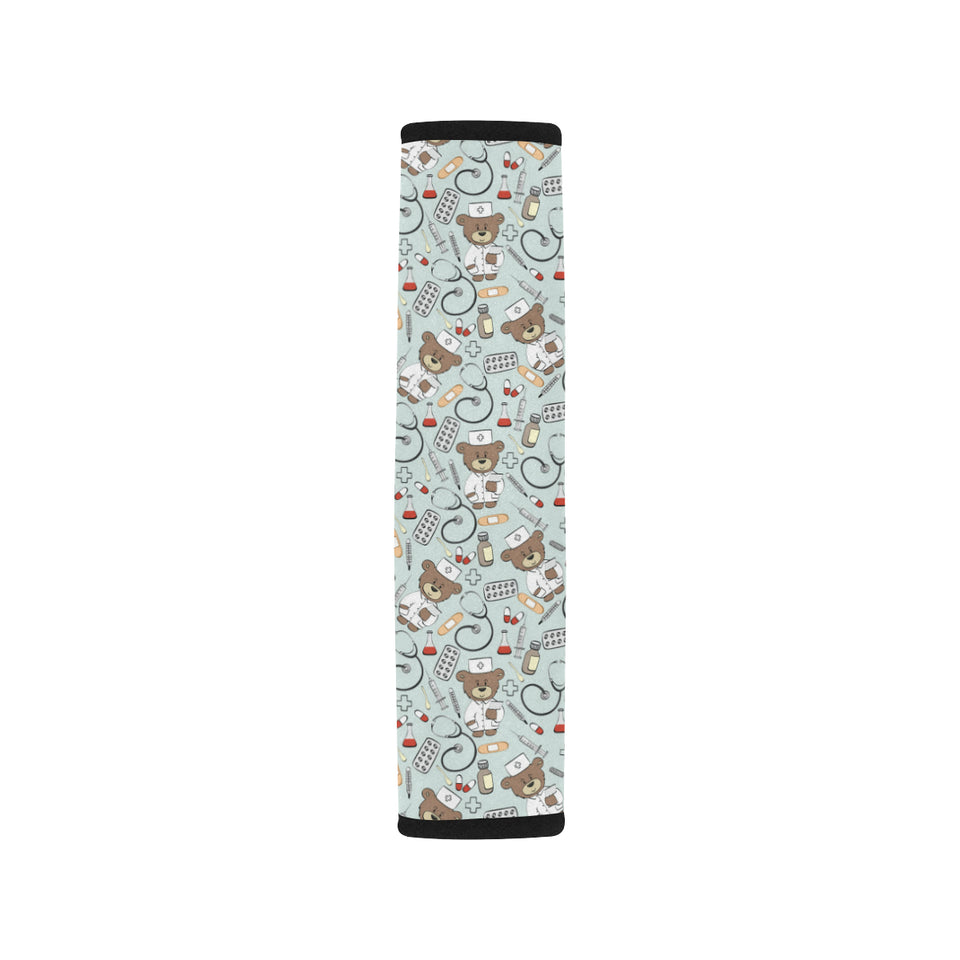 Teddy Bear Pattern Print Design 02 Car Seat Belt Cover