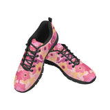 Pink Camo Camouflage Flower Pattern Men's Sneakers Black