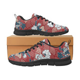 Red Theme Japanese Pattern Men's Sneakers Black