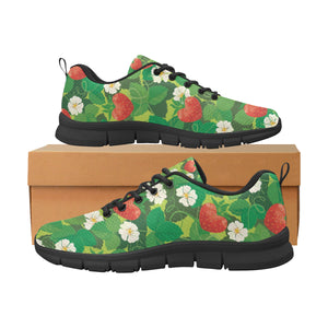 Strawberry Leaves Pattern Men's Sneakers Black