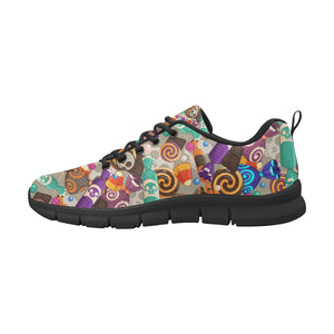 Halloween Candy Pattern Men's Sneakers Black