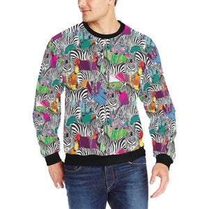 Zebra Colorful Pattern Men's Crew Neck Sweatshirt