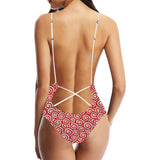 Red and White Candy Spiral Lollipops Pattern Women's One-Piece Swimsuit