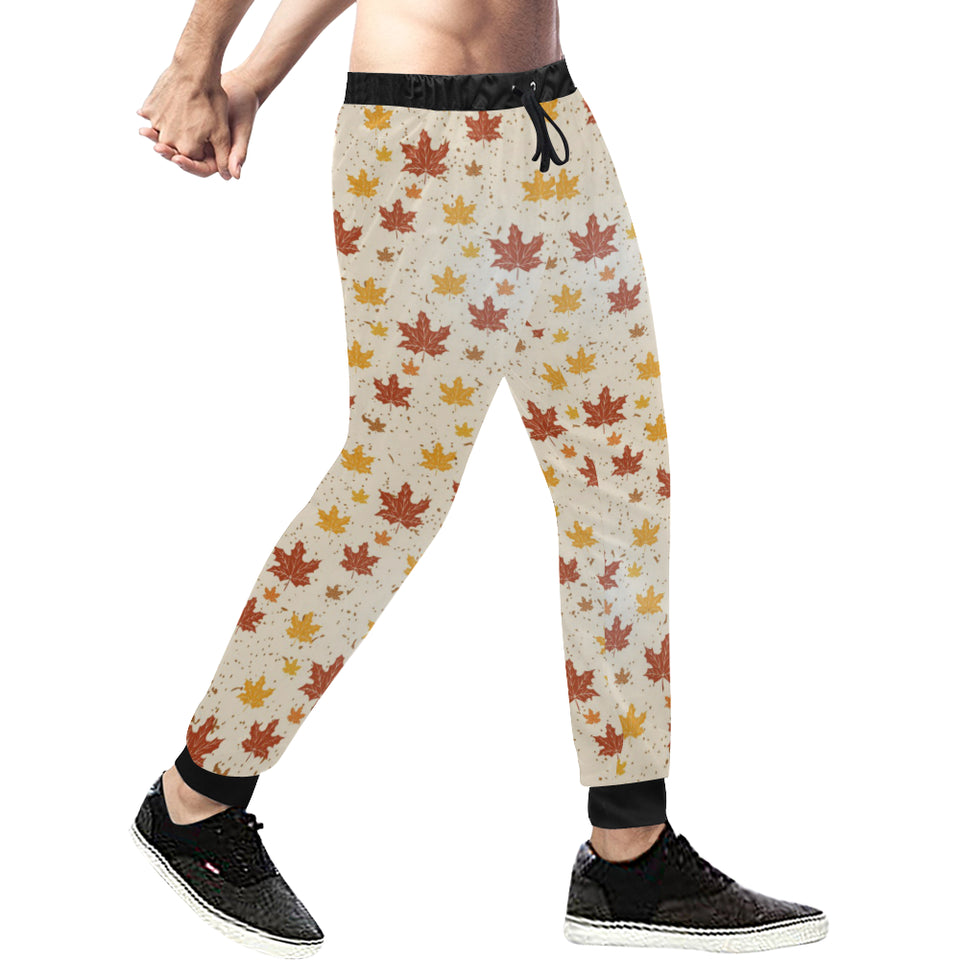 Red and Orange Maple Leaves Pattern Unisex Casual Sweatpants