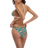 Suger Skull Pattern Green Background Sexy Bikinis Two-Pieces Swimsuits