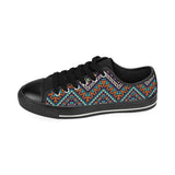 Zigzag African Afro Dashiki Adinkra Kente Men's Low Top Canvas Shoes Black