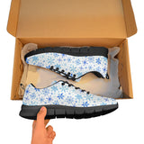 Blue Snowflake Pattern Men's Sneakers Black