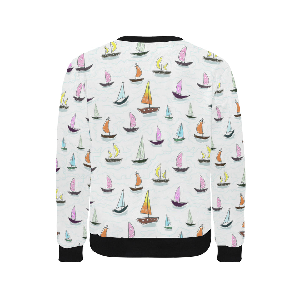 Cute Sailboat Pattern Men's Crew Neck Sweatshirt