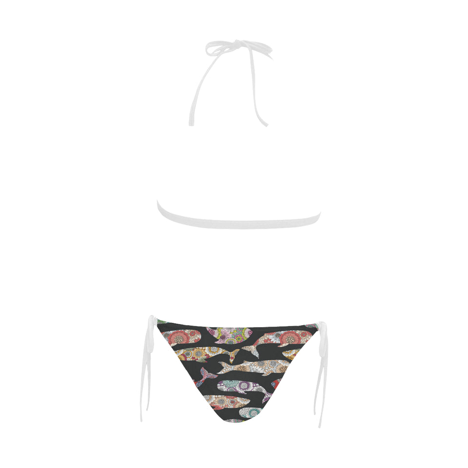 Whale Flower Tribal Pattern Sexy Bikinis Two-Pieces Swimsuits