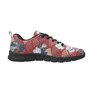 Red Theme Japanese Pattern Men's Sneakers Black