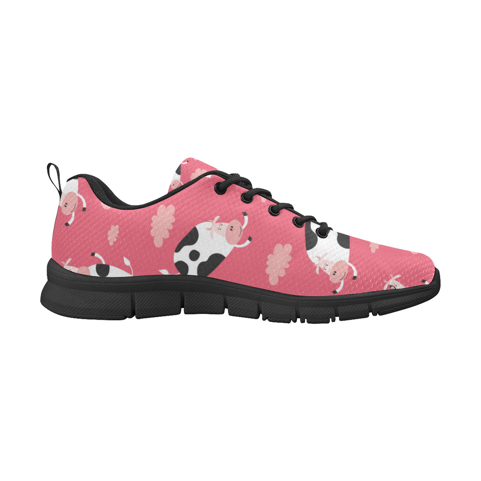 Cow Pattern Pink Background Men's Sneakers Black