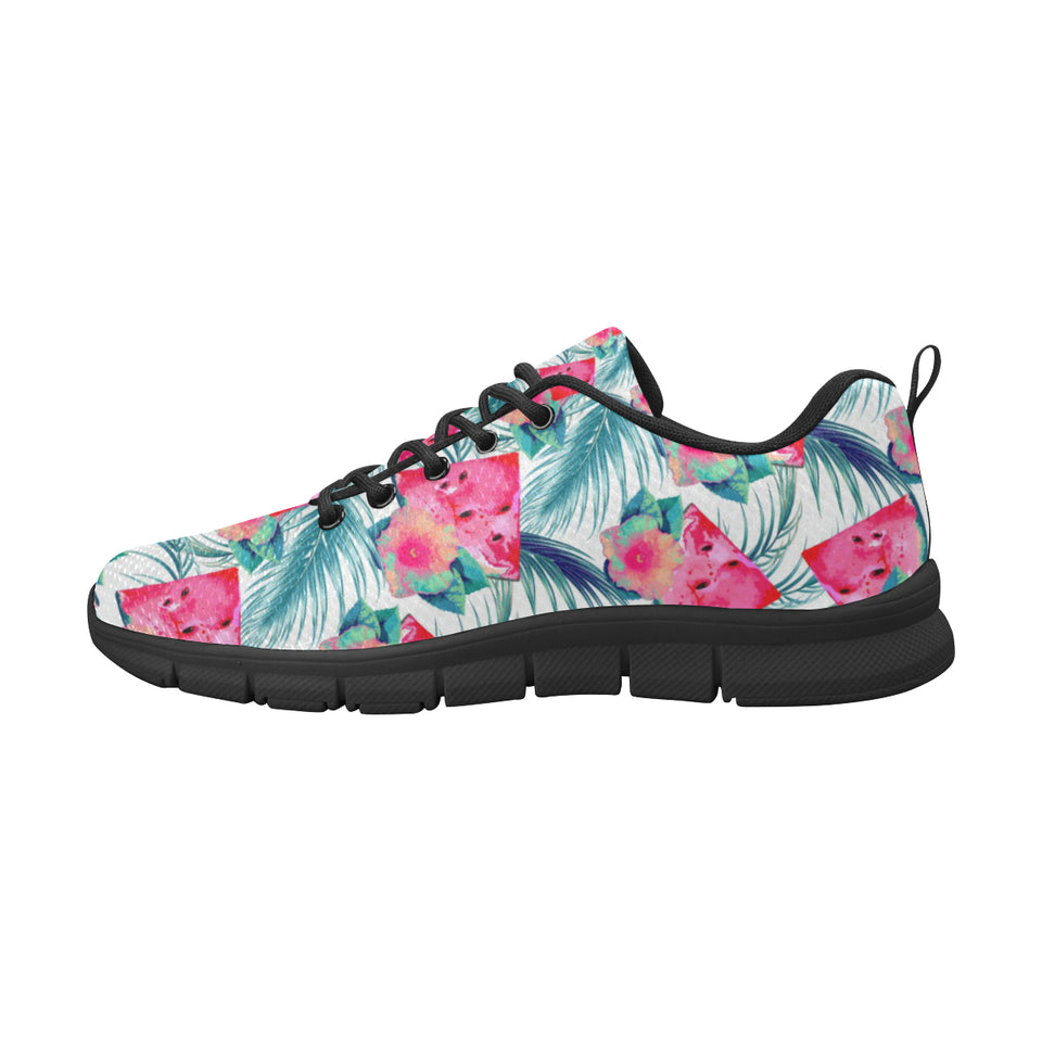 Watermelon Flower Pattern Men's Sneakers Black