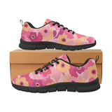 Pink Camo Camouflage Flower Pattern Men's Sneakers Black