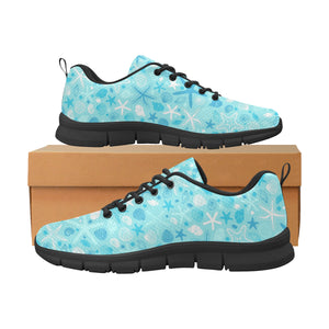 Starfish Shell Blue Theme Pattern Men's Sneakers Black