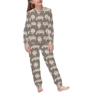 Hippopotamus Pattern Print Design 04 Kids' Boys' Girls' All Over Print Pajama Set