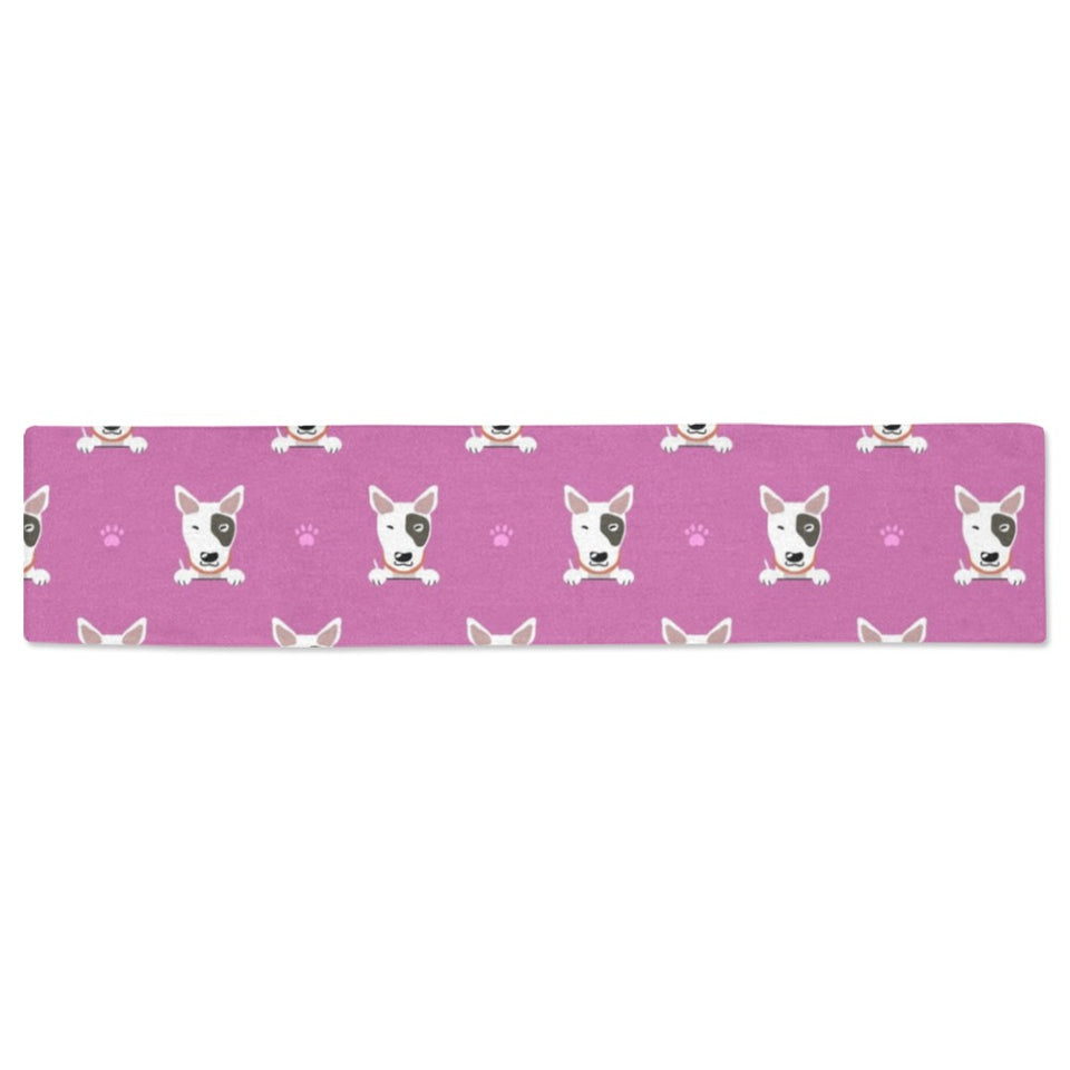 Bull Terrier Pattern Print Design 02 Table Runner