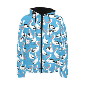 Pelican Pattern Print Design 04 Men's Padded Hooded Jacket(ModelH42)