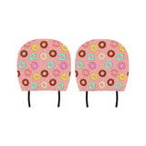 Donut Pattern Pink Background Car Headrest Cover