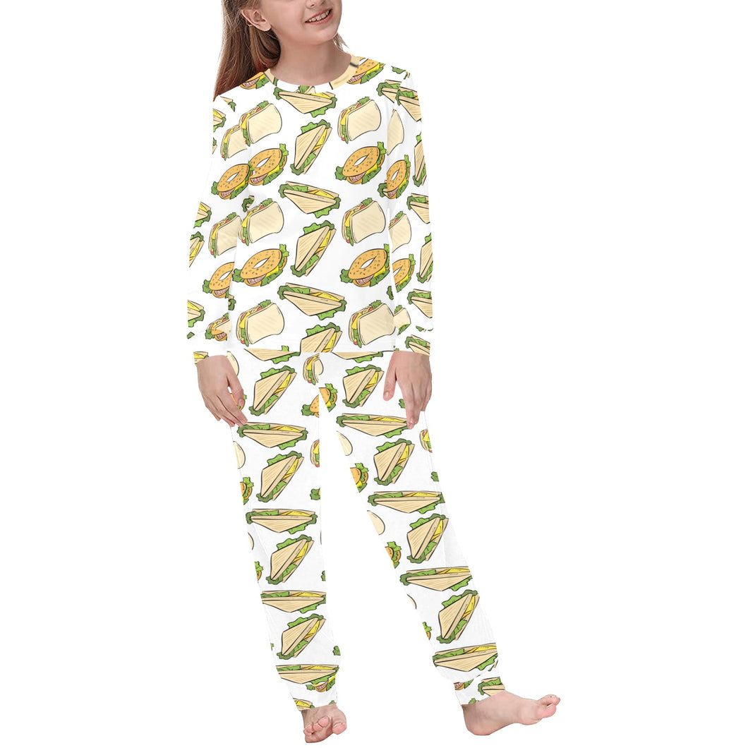 Sandwich Pattern Print Design 05 Kids' Boys' Girls' All Over Print Pajama Set