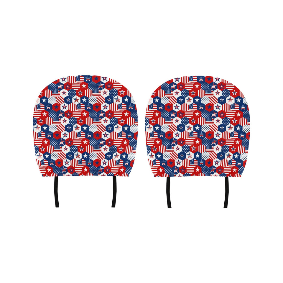 USA Star Hexagon Pattern Car Headrest Cover